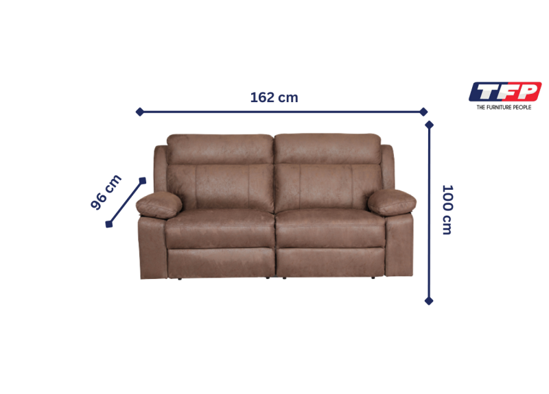 2 Seater Manual Recliner Fabric Sofa in Brown Color - Glenora